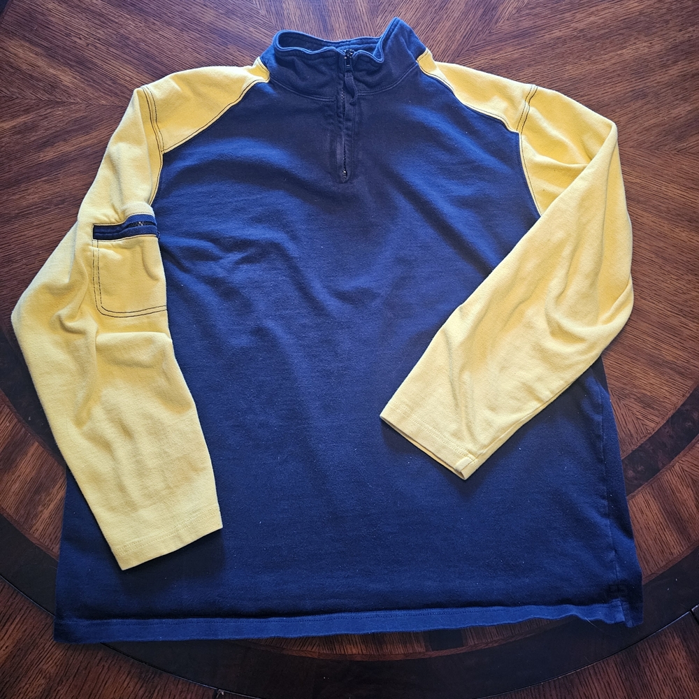 The Territory Ahead Men's Zip-Up Shirt Navy and Yellow 100% Cotton Size XXL